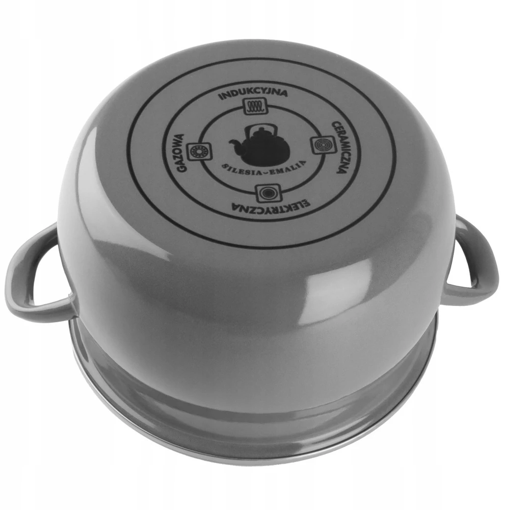 Pilkas emaliuotas puodas HELENA 4L Gas Traditional Induction Silesia Emalia