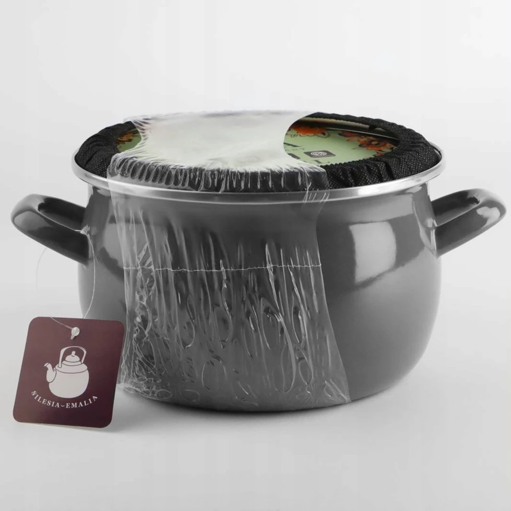 Pilkas emaliuotas puodas HELENA 6.5L Dujinis Tradicinis indukcinis Silesia Emalia