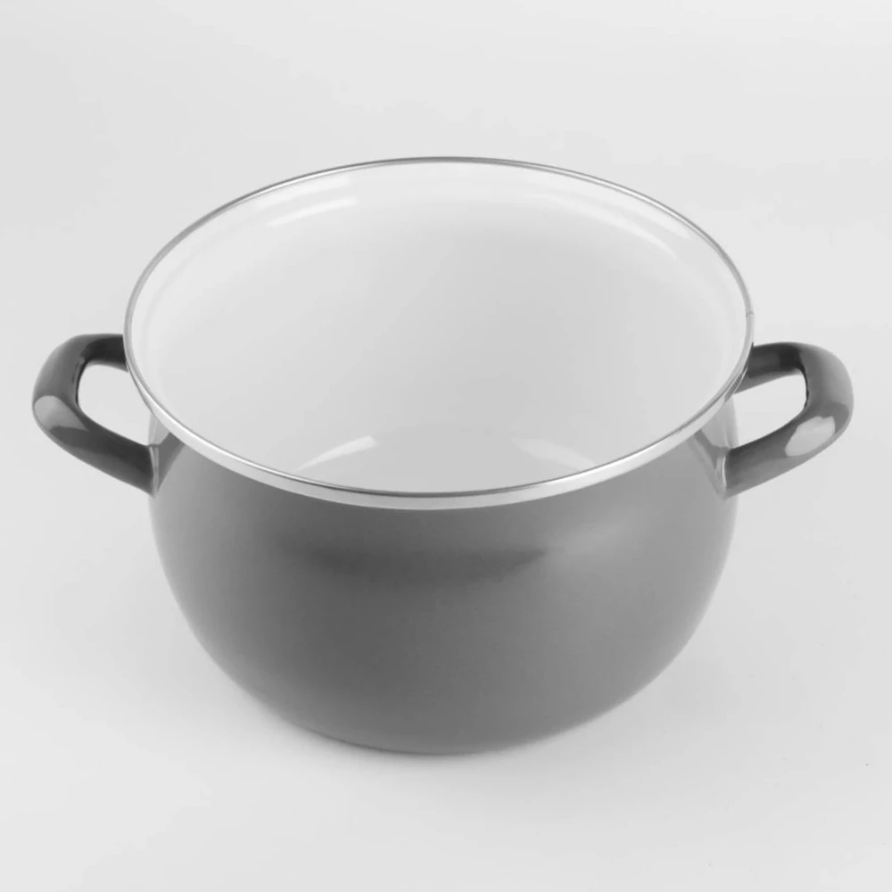 Pilkas emaliuotas puodas HELENA 6.5L Dujinis Tradicinis indukcinis Silesia Emalia