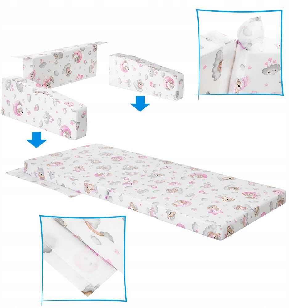 Pillowprim Lovytė składane 2w1 - Lovytė turystyczne - Kanapa vaikams 128x70 cm