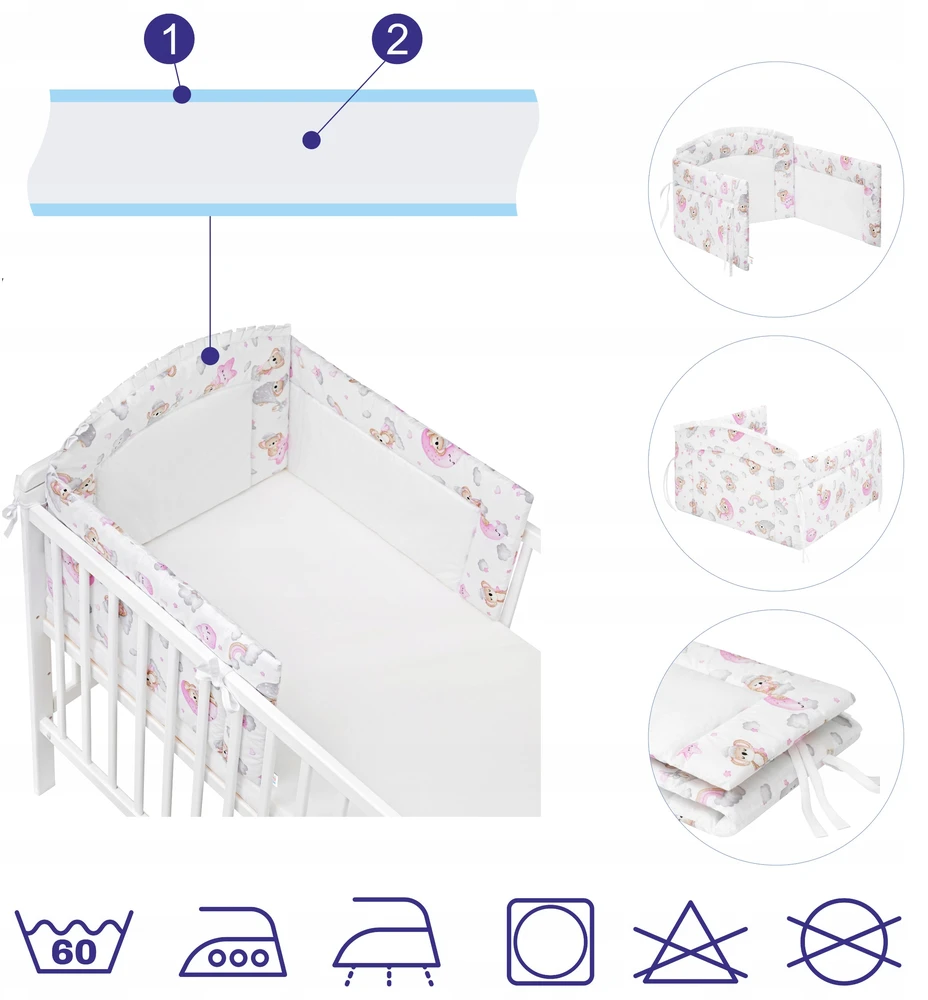 Pillowprim OCHRANIACZ DO ŁOŻECZKA NIEMOWLĘCEGO zabezpieczenie boków na łóżeczko 140x70