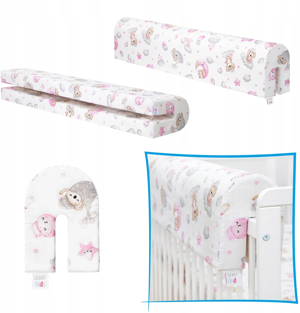Pillowprim Ochraniacz do łóżeczka - Poduszka na barierkę - Ściągany pokrowiec - 70 cm