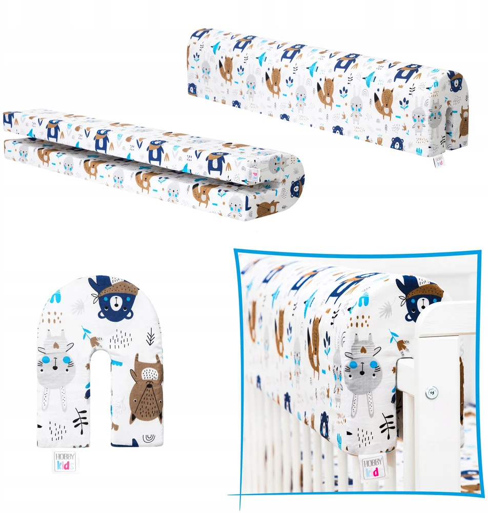 Pillowprim Ochraniacz do łóżeczka - Poduszka na barierkę - Ściągany pokrowiec - 90 cm