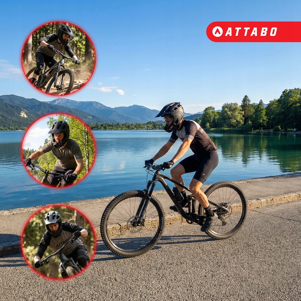 PILNAS DVIRAČIO ŠALMAS ATTABO STATE 2.0 FULL FACE Juodas 55-61 ENDURO REGULIUOJAMAS