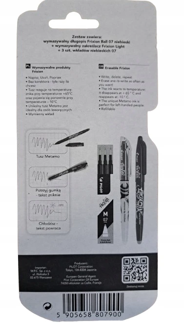 Pilot Pen Ištrinamas rašiklis Pilot Frixion mėlynas + 3 papildymai + žymeklis