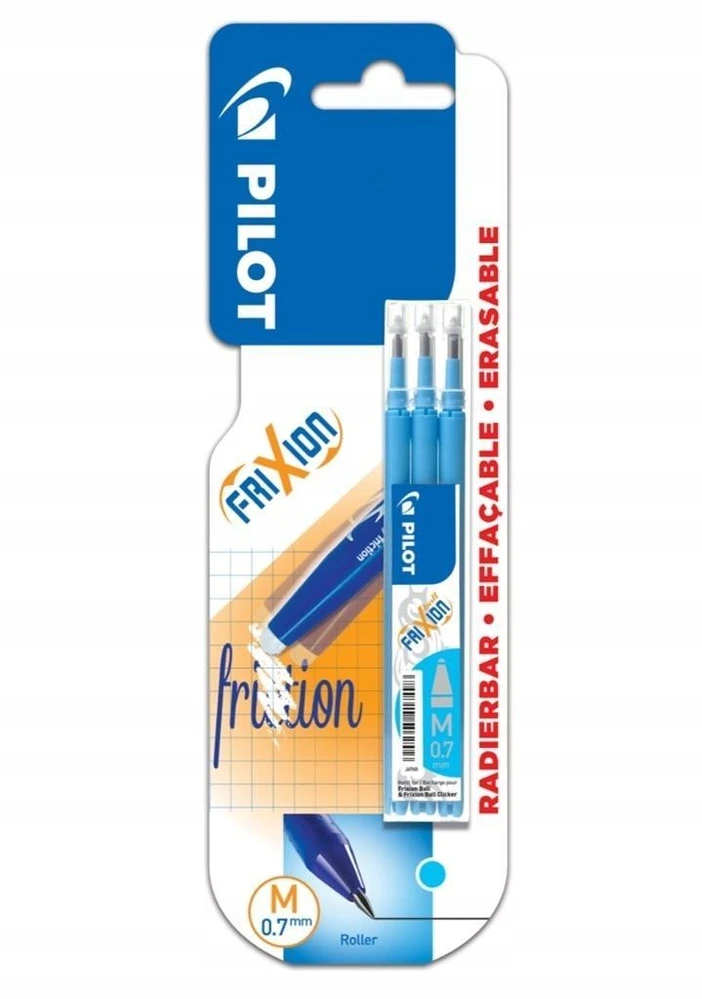 Pilot Pen Pilot Frixion 0.7 mm mėlyni rašiklio papildymai, 3 vnt.