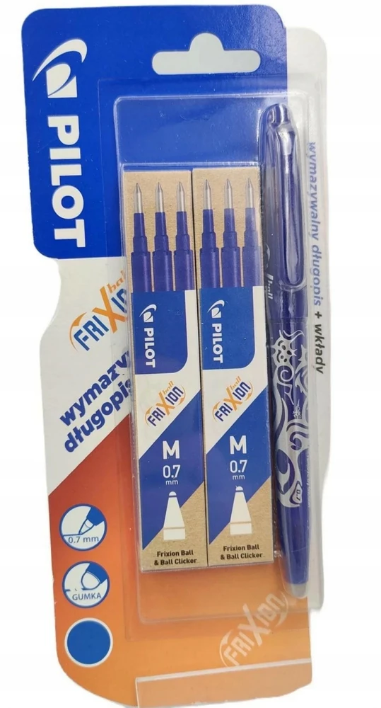 Pilot Pen Pilot Frixion Clicker 0,7 mėlynas rašiklis + 6 papildymai