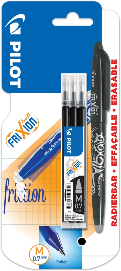 Pilot Pen Pilot Frixion juodas rašiklis 0.7mm + 3 papildymai