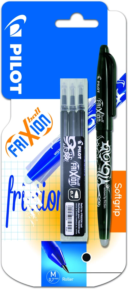 Pilot Pen Pilot Frixion juodas rašiklis 0.7mm + 3 papildymai