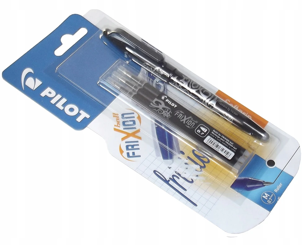 Pilot Pen Pilot Frixion juodas rašiklis 0.7mm + 3 papildymai