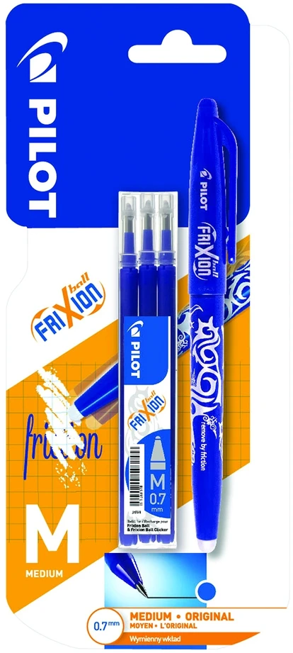 Pilot Pen Pilot Frixion mėlynas trintukas rašiklis + 3 papildymai