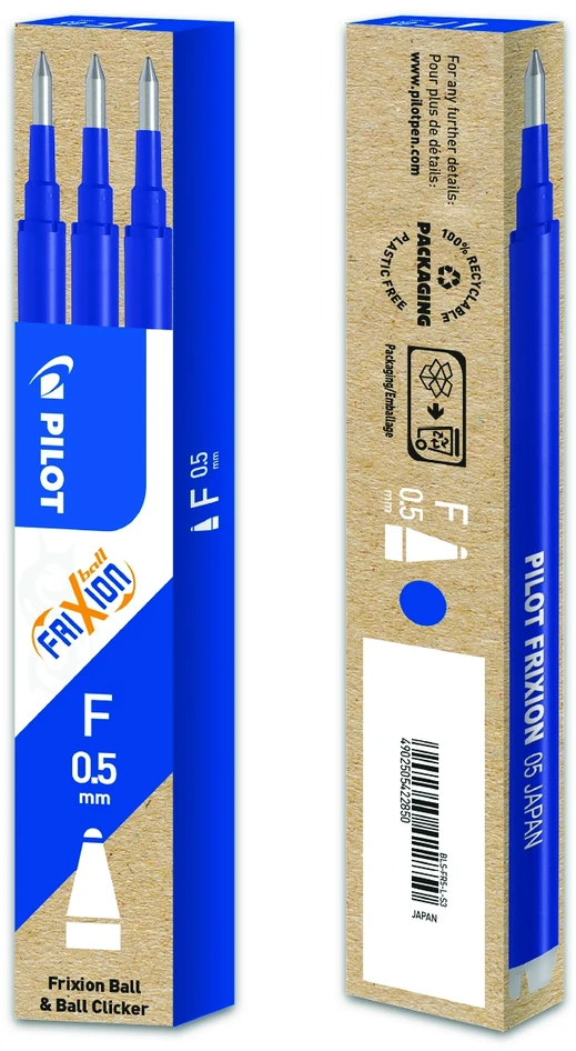 Pilot Pen Pilot Frixion mėlyni 0,5mm trintukai rašiklio papildymai, 3 vnt.