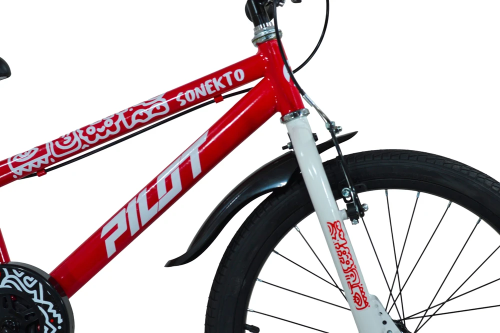 Pilot Pen Pilot Sonekto vaikiškas dviratis Raudono ir balto rėmo 10" ratai 20"