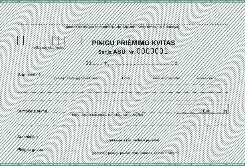 None Pinigų priėmimo kvitas, su Nr., A5, 2x50 0720-036