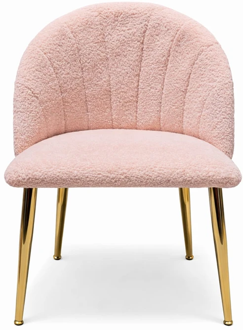 Pink BOUCLE "LAMB" MINŠTA KĖDĖ Rožinis GOLD LEGS GLAMOUR TEDDY stiliaus