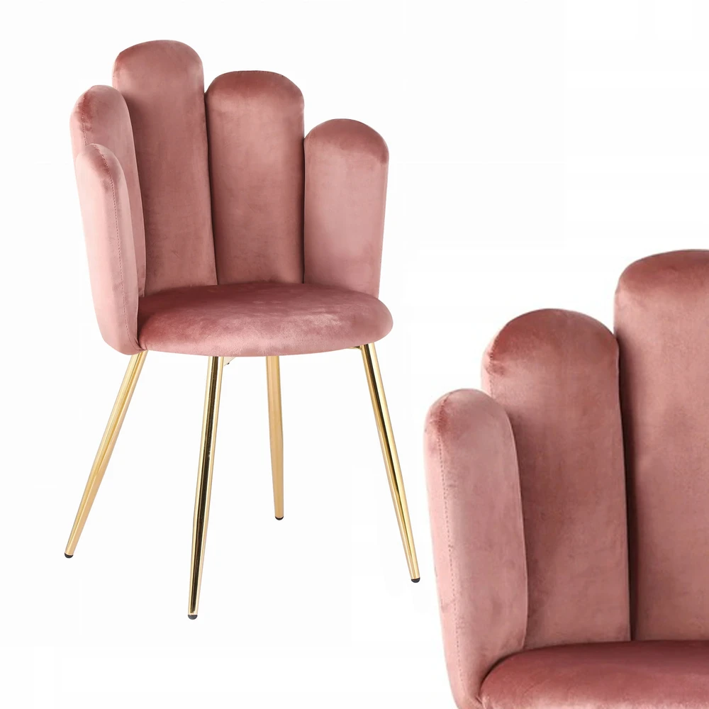 Pink Gold Glamour Rožinė Coral Velour kėdė tualetiniam stalui SOPI grožio salonas