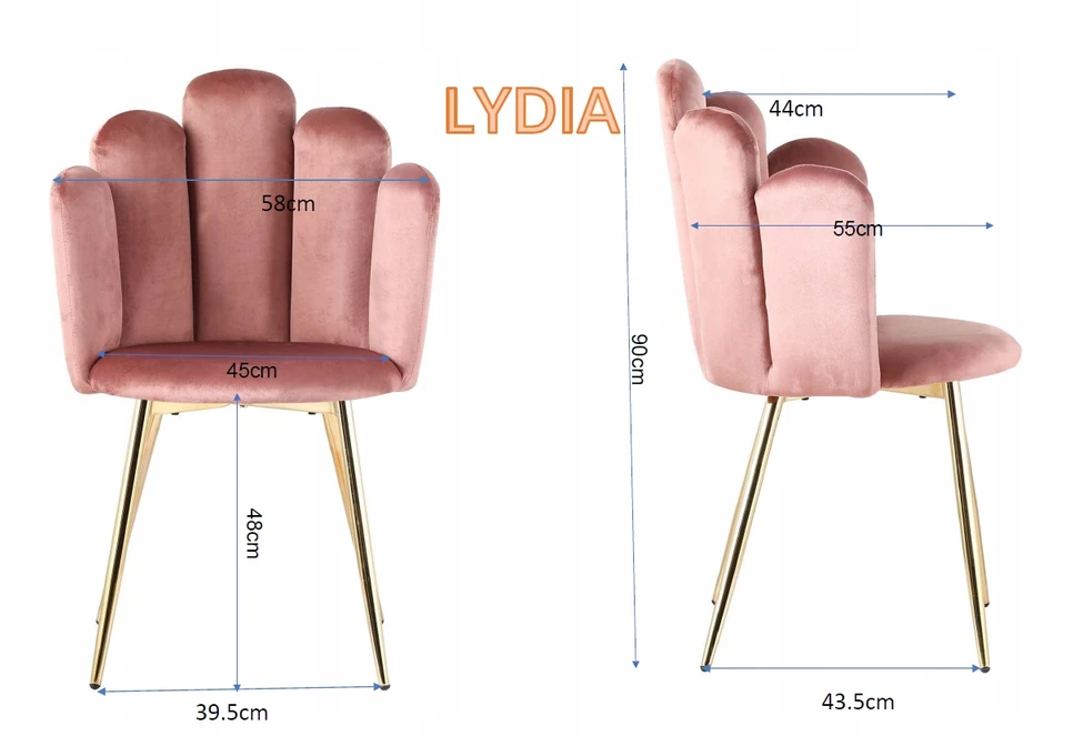 Pink Gold Glamour Rožinė Coral Velour kėdė tualetiniam stalui SOPI grožio salonas
