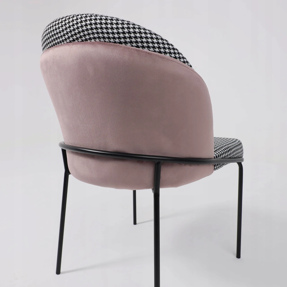 Pink OSWALD KĖDĖ svetainei, valgomajam, skalikas DUSTY Rožinis aksominio audinio raštas