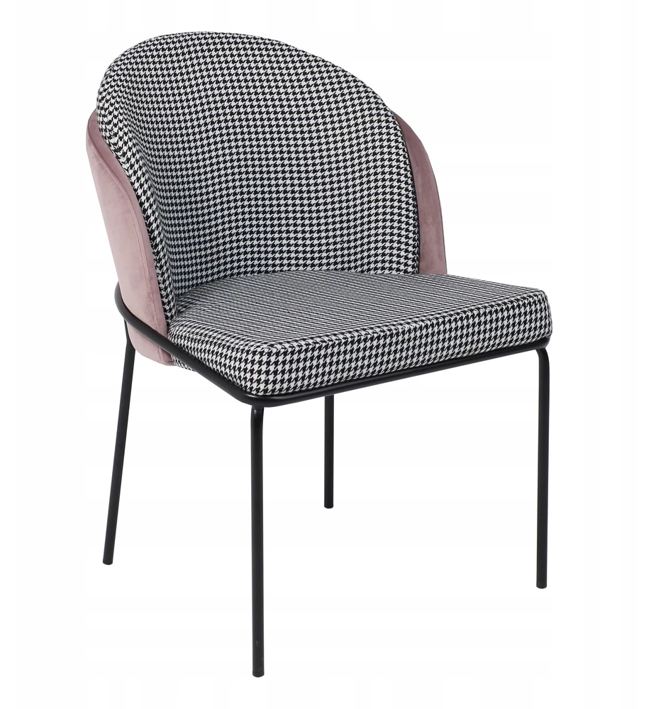 Pink OSWALD KĖDĖ svetainei, valgomajam, skalikas DUSTY Rožinis aksominio audinio raštas