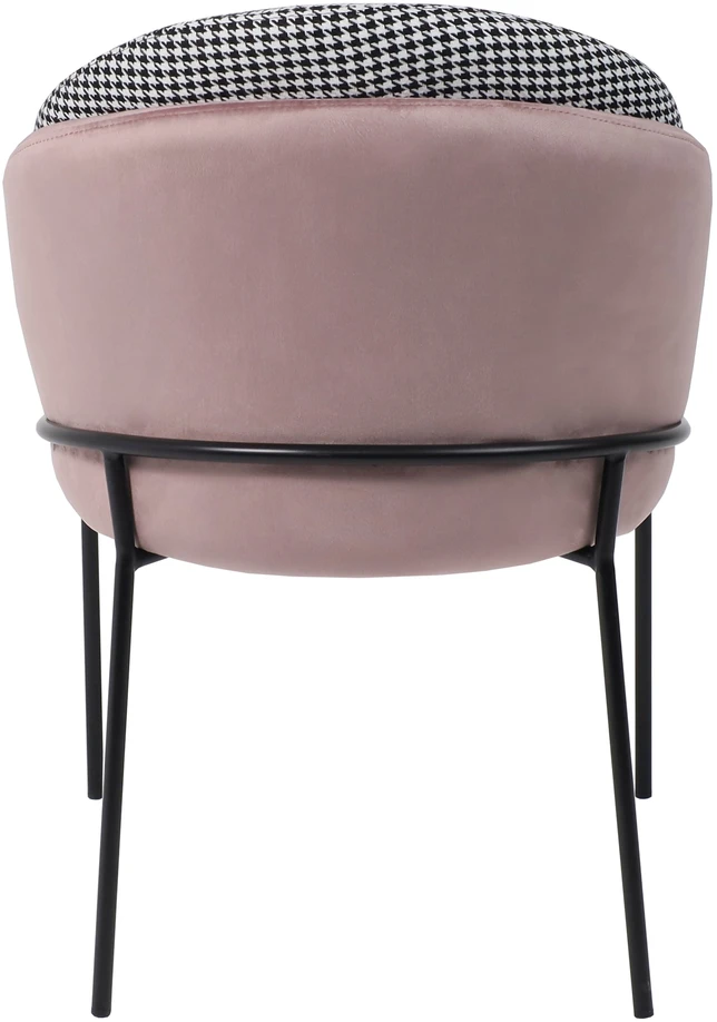 Pink OSWALD KĖDĖ svetainei, valgomajam, skalikas DUSTY Rožinis aksominio audinio raštas