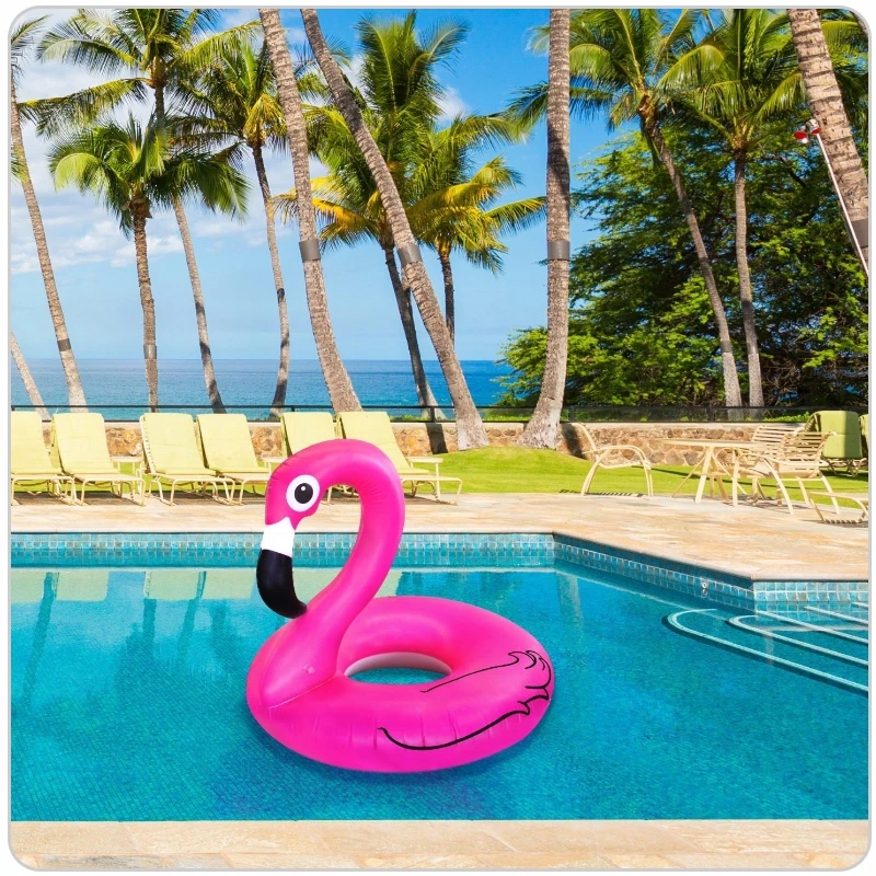Pink PRIPUČIAMAS FLAMINGO PLAUKIMO VANDENS ŽIEDAS 90 CM Rožinis XXL