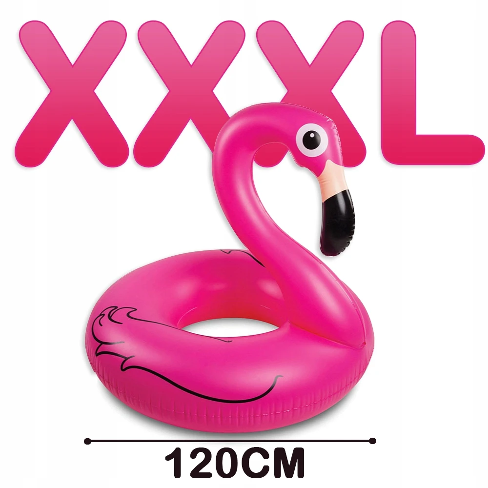 Pink PRIPUČIAMAS FLAMINGO PLAUKIMO VANDENS ŽIEDAS 90 CM Rožinis XXL