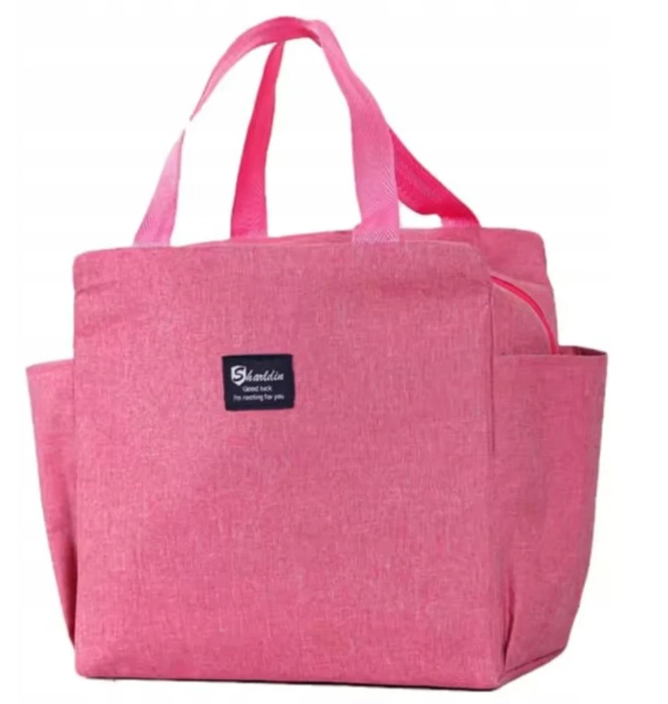 Pink Rožinis Izoliuotas termo maišelis maistui, pusryčiams, darbui ir paplūdimiui