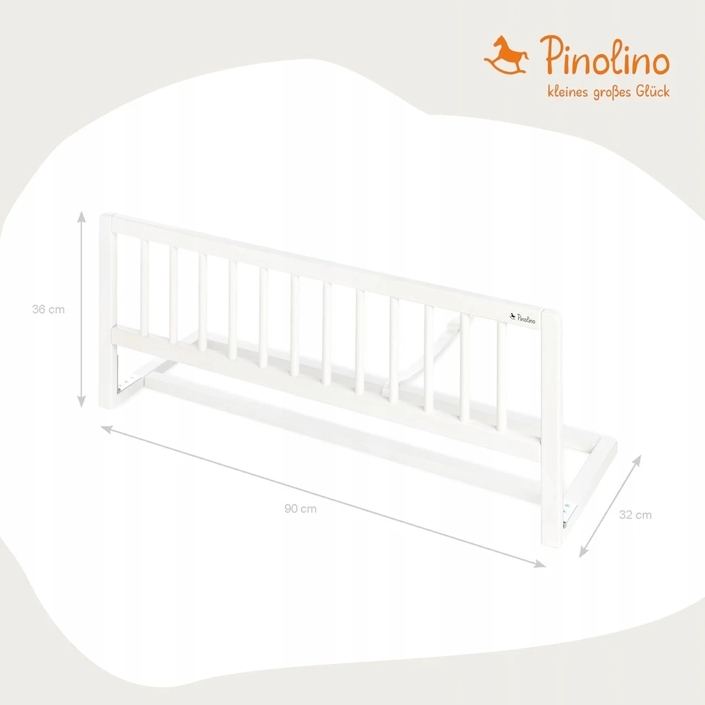 Pinolino Barierka ochronna zabezpieczająca do łóżka 90 cm – balta, lite drewno