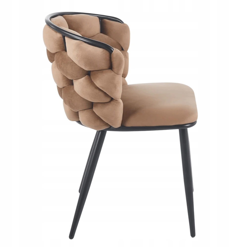 Monovo Pinta aksominė kėdė rusvai gelsvas Cappuccino Glamour Velvet Braid PLOTI 2