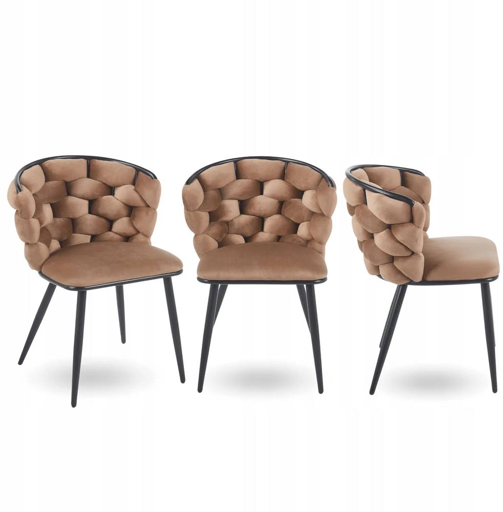 Monovo Pinta aksominė kėdė rusvai gelsvas Cappuccino Glamour Velvet Braid PLOTI 2