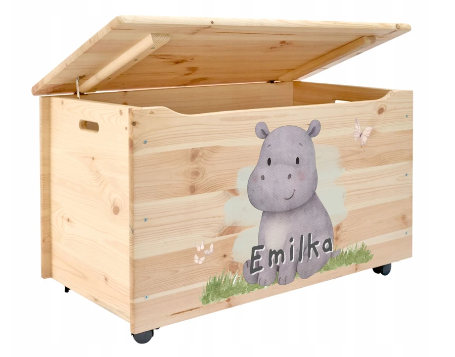 Pinus POJEMNIK SKRZYNIA NA ZABAWKI KUFER DO POKOJU DZIECKA PERSONALIZOWANY NADRUK