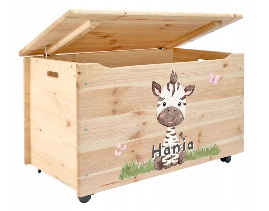 Pinus POJEMNIK SKRZYNIA NA ZABAWKI KUFER DO POKOJU DZIECKA PERSONALIZOWANY NADRUK