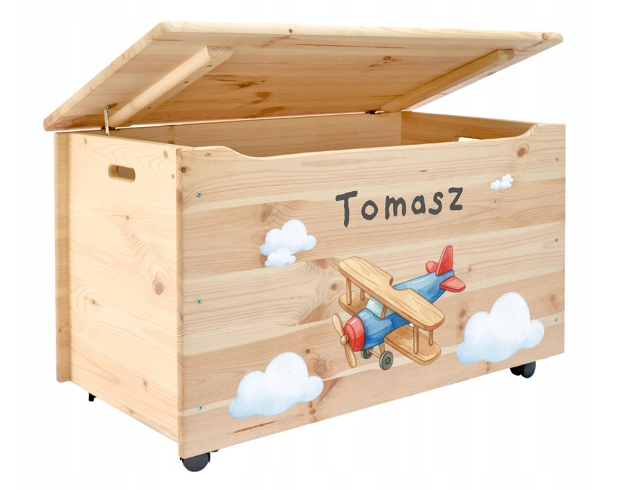 Pinus POJEMNIK SKRZYNIA NA ZABAWKI KUFER DO POKOJU DZIECKA PERSONALIZOWANY NADRUK