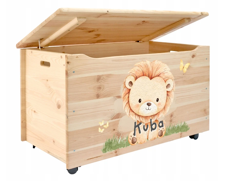 Pinus POJEMNIK SKRZYNIA NA ZABAWKI KUFER DO POKOJU DZIECKA PERSONALIZOWANY NADRUK