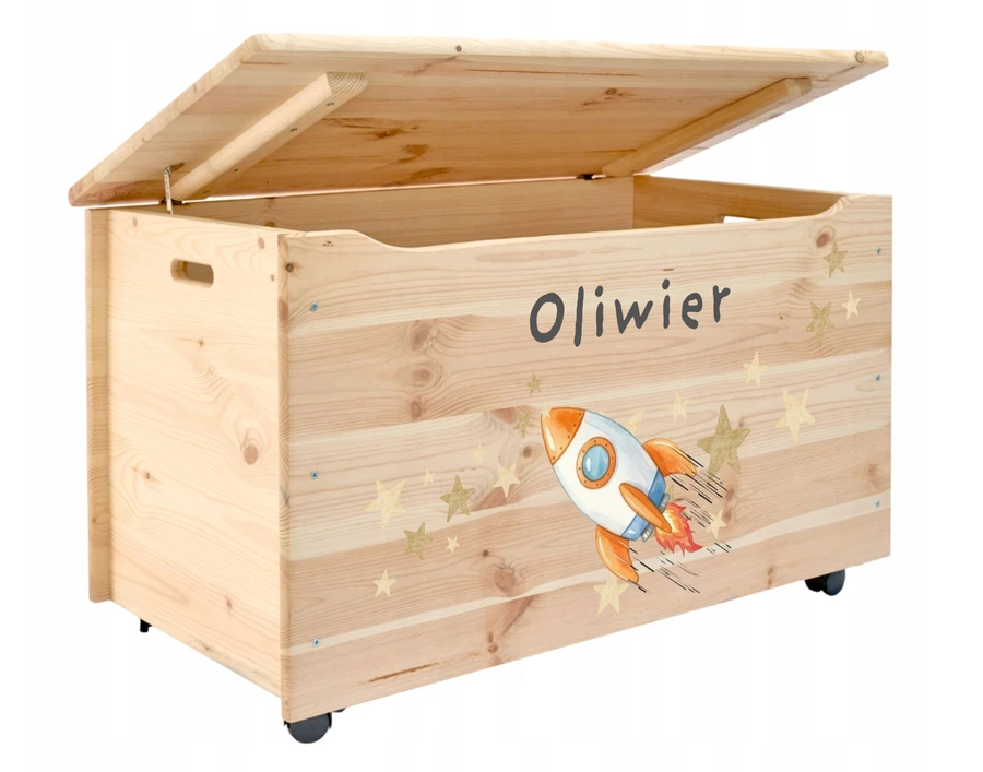 Pinus POJEMNIK SKRZYNIA NA ZABAWKI KUFER DO POKOJU DZIECKA PERSONALIZOWANY NADRUK