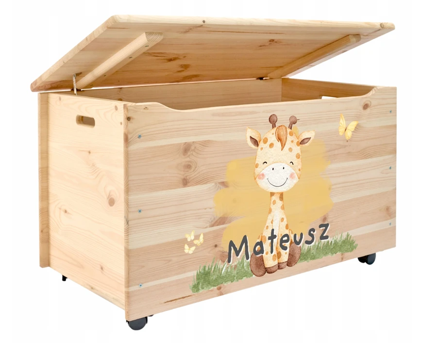 Pinus POJEMNIK SKRZYNIA NA ZABAWKI KUFER DO POKOJU DZIECKA PERSONALIZOWANY NADRUK