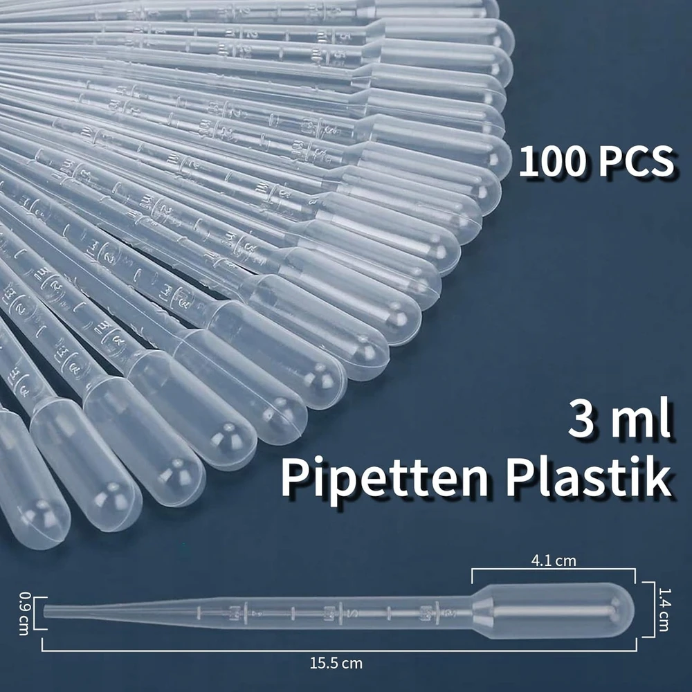 PIPETĖ 100 Vnt. 3ml PLASTIKINIS VIENkartinis LABORATORIJOS SOFT FLEXIBLE