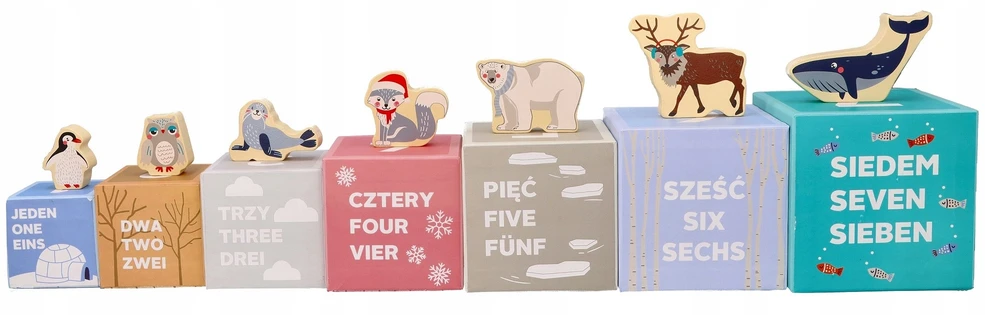 Adam Toys Mom's Care Medinė piramidė su arktykiniais gyvūnėliais, lavinanti vaikams nuo 1 metų, spalvota