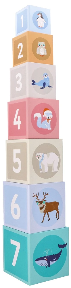 Adam Toys Mom's Care Medinė piramidė su arktykiniais gyvūnėliais, lavinanti vaikams nuo 1 metų, spalvota