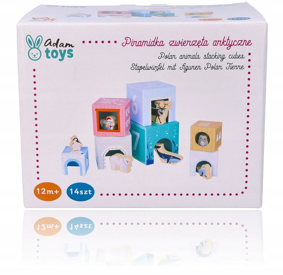 Adam Toys Mom's Care Medinė piramidė su arktykiniais gyvūnėliais, lavinanti vaikams nuo 1 metų, spalvota