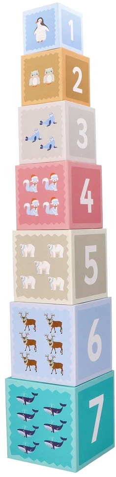 Adam Toys Mom's Care Medinė piramidė su arktykiniais gyvūnėliais, lavinanti vaikams nuo 1 metų, spalvota