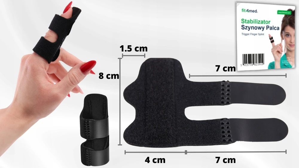 Pirštų ortozės rankų stabilizatorius, Fit4Med, UNIVERSALUS, juoda