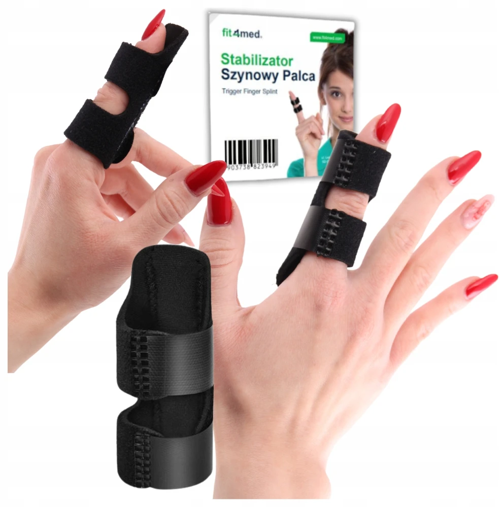 Pirštų ortozės rankų stabilizatorius, Fit4Med, UNIVERSALUS, juoda
