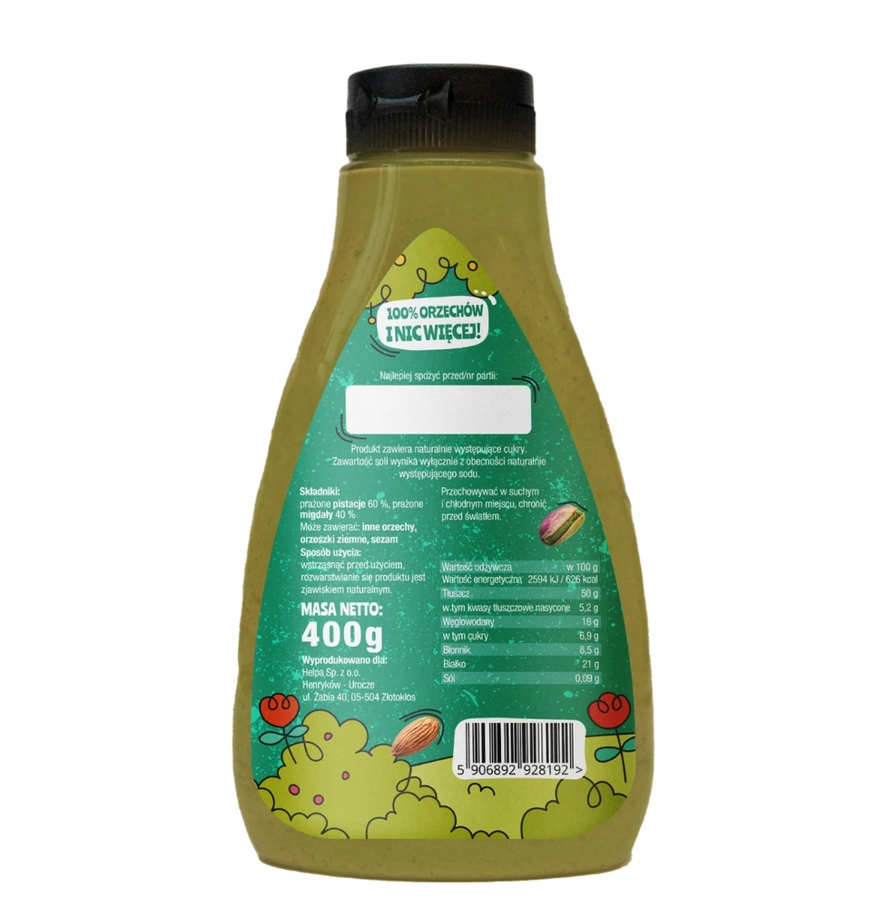 Pistacijų ir skrudintų migdolų pasta 400g HELPA 100% riešutai