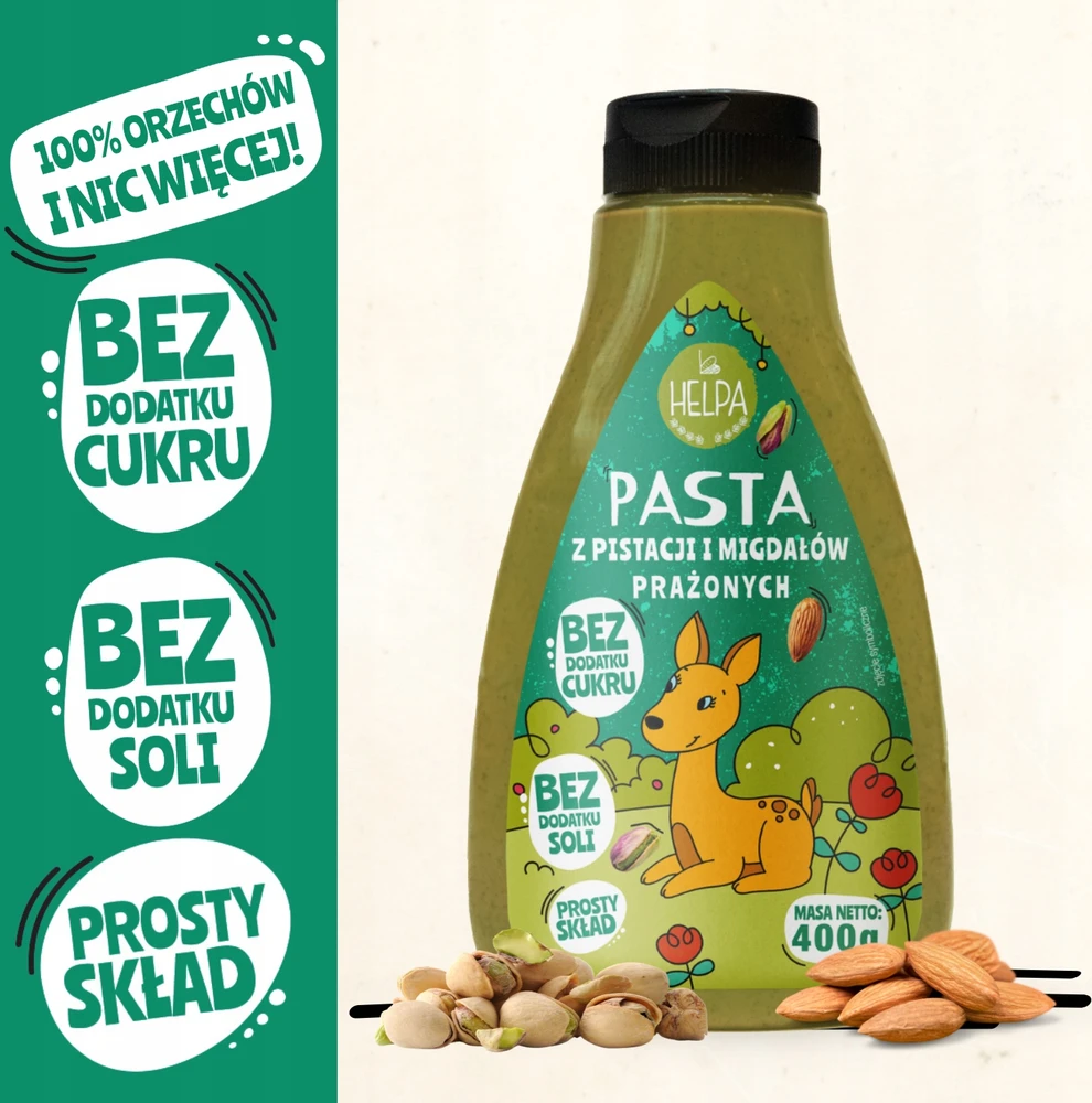Pistacijų ir skrudintų migdolų pasta 400g HELPA 100% riešutai