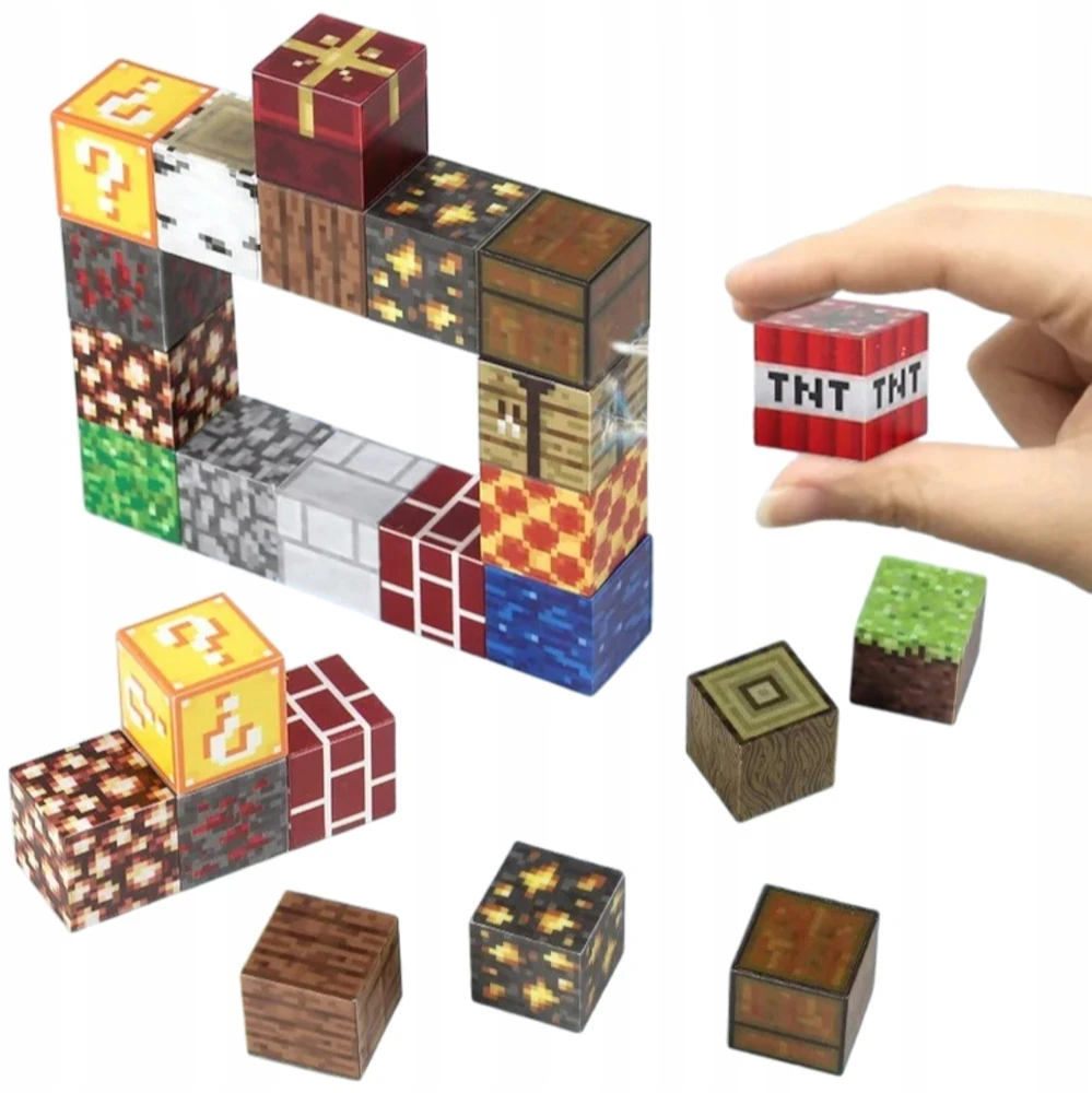 Pixele 3D magnetiniai blokai 180 elementų + figūrėlė + dėžutė
