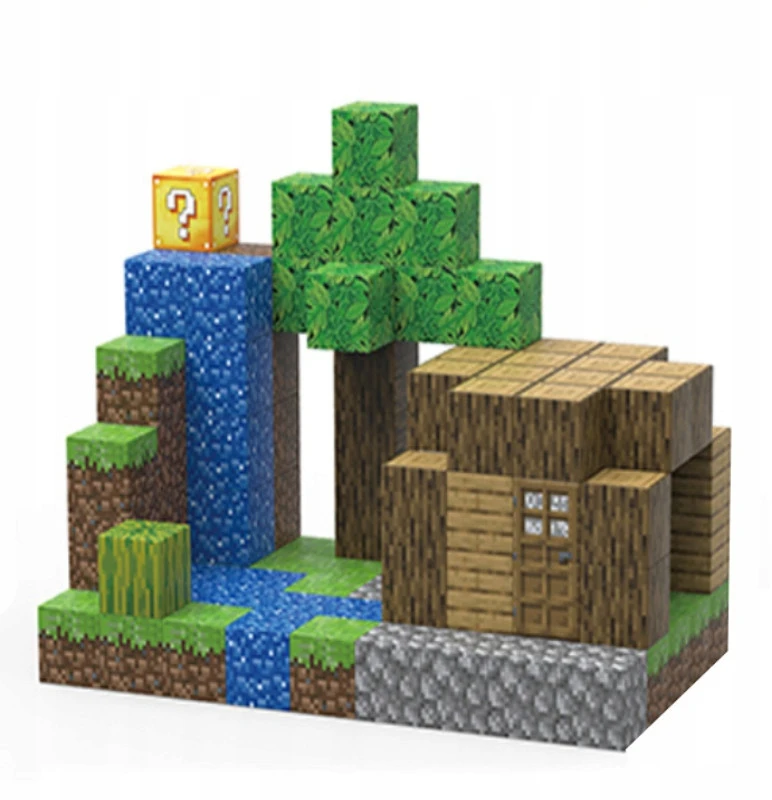 Pixele 3D magnetiniai blokai 180 elementų + figūrėlė + dėžutė