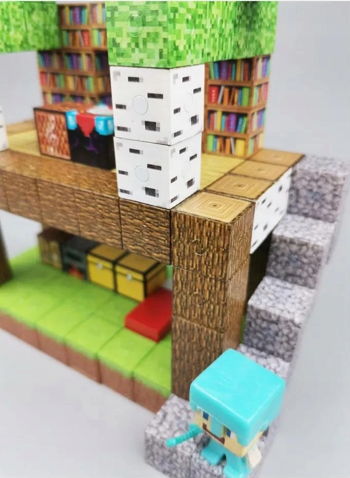 Pixele 3D magnetiniai blokai 180 elementų + figūrėlė + dėžutė