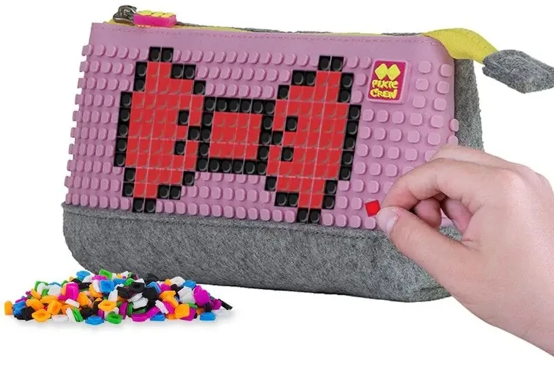 Pixelbags Pixie Crew pieštukinė su rožiniu skydeliu, 20.3x12x3.7 cm
