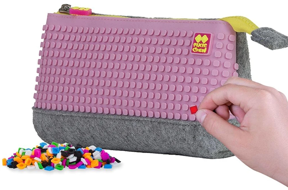 Pixelbags Pixie Crew pieštukinė su rožiniu skydeliu, 20.3x12x3.7 cm